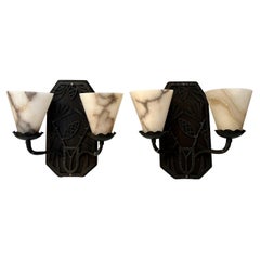 Pair of Art Deco Wrought Iron Wall Lights