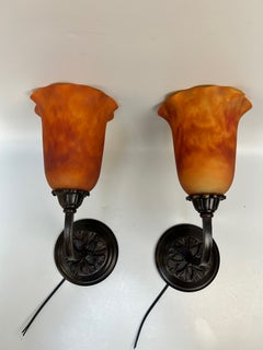 Pair of Daum Nancy Art Deco Wall Sconces