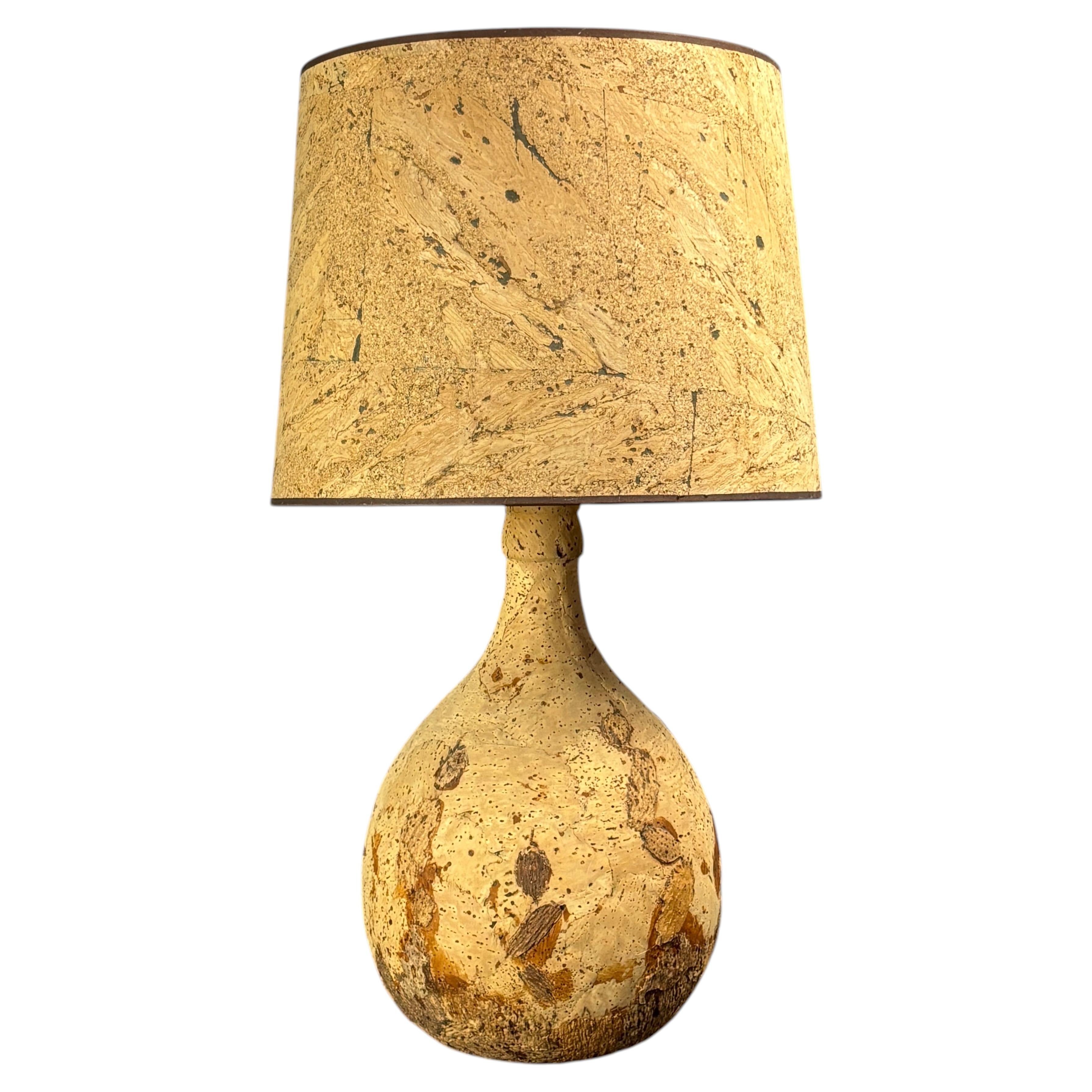 Midcentury cork table lamp, France ca 1960s - 1970s
