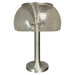 Midcentury space age large glass mushroom table lamp Temde, 1960s