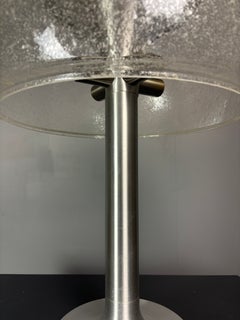 Midcentury space age large glass mushroom table lamp Temde, 1960s