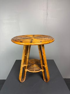 Italienischer Beistelltisch aus Bleistiftrohr, Rattan und Bambus aus der Mitte des Jahrhunderts, um die 1950er Jahre