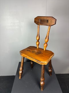 Midcentury French brutalist modernist small side chair, style of Charles Dudouyt