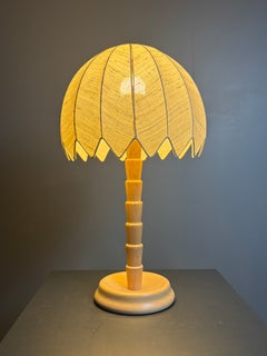 Lampada a fungo XL in pino in stile mid-century con base a forma di palma, realizzata da Temde Svizzera, anni ’70