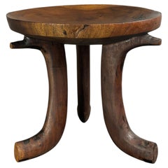 Large handcrafted midcentury African tribal Jimma or Oromo tripod stool, 1960s