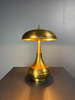Midcentury Italian modernist brass dome mushroom table lamp, 1960s