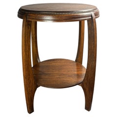 Dutch art deco Amsterdam School two tier oak occasional side table, 1930s