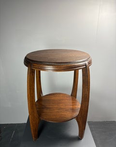 Dutch art deco Amsterdam School two tier oak occasional side table, 1930s