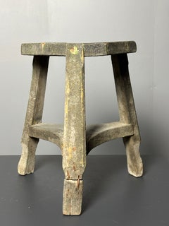 Antique distressed wabi sabi rustic patinated farmhouse workers stool 1900s