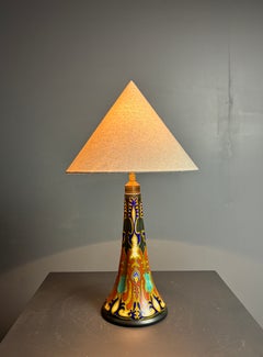 Dutch ceramic art nouveau Plazuid Gouda Pottery table lamp, 1920s