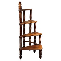 Midcentury French wood turned library steps 1950s style of Charles Dudouyt