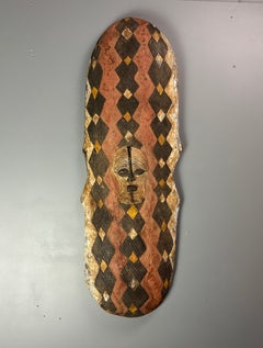 Large midcentury African, Songye shield with Kifwebe mask DR Congo, 1950s
