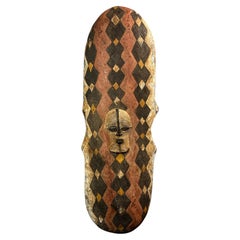 Large midcentury African, Songye shield with Kifwebe mask DR Congo, 1950s