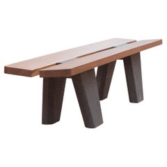 Bench, made of lava stone and solid wood by Ricardo Rodríguez Elías