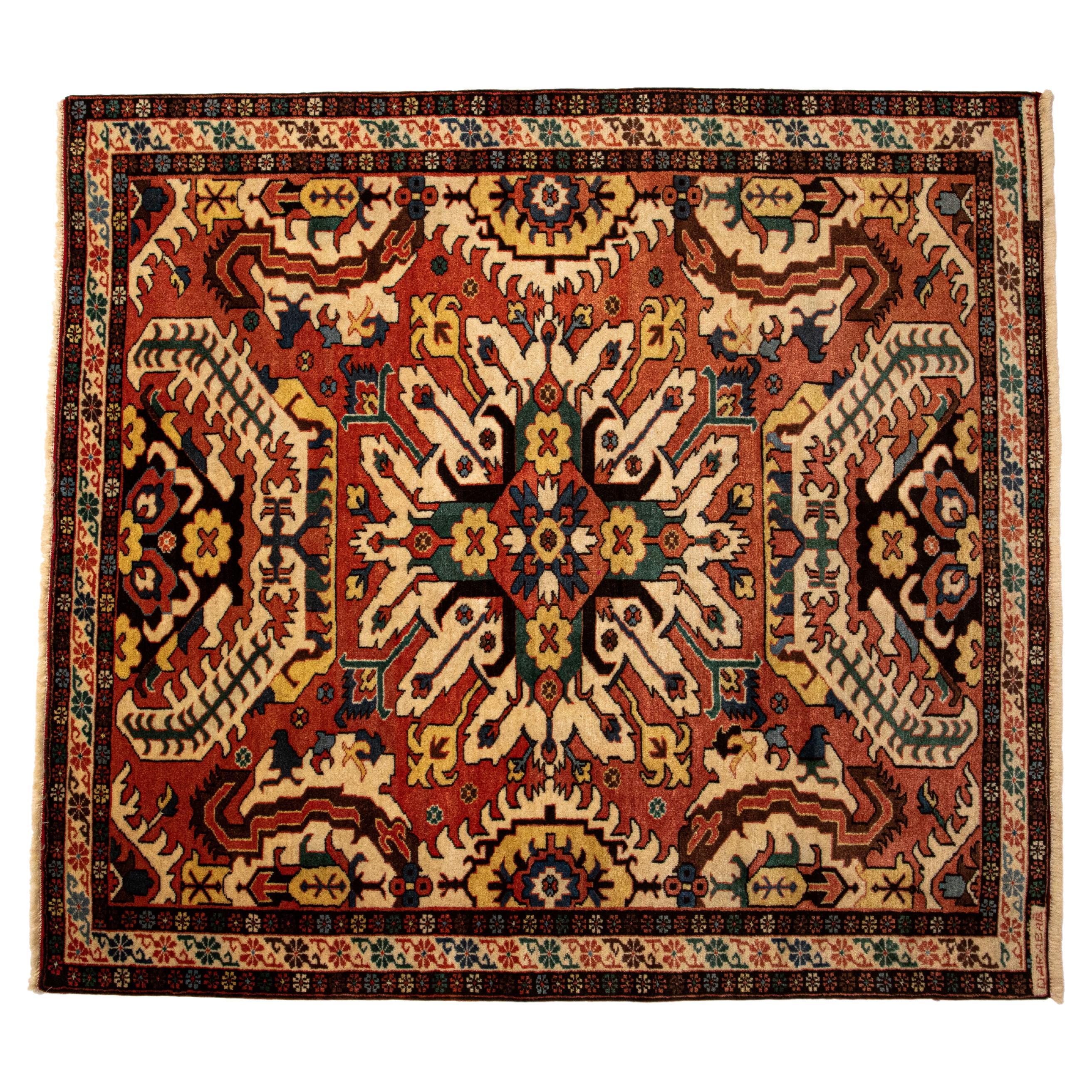 Museum curated Chelaberd “ Eagle Kazak “ traditional caucasian handmade carpet. For Sale