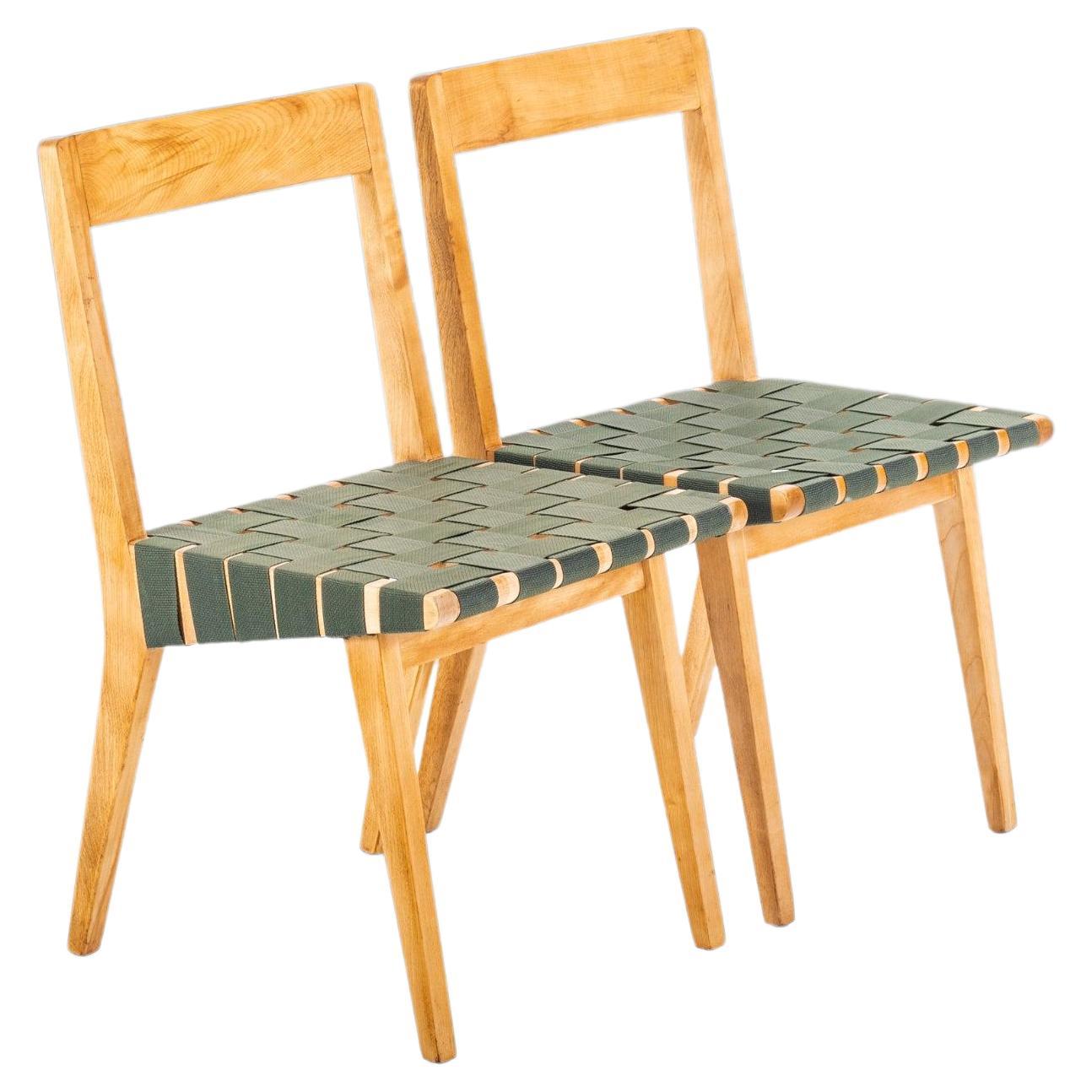 Set of Two '2' Jens Risom for Knoll Model 666 Side Dining Chairs in Birch, 1960s For Sale