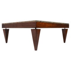 Vintage Custom-Made Coffee Table w/ Granite Top in the Manner of Gio Ponti, USA, 1980's