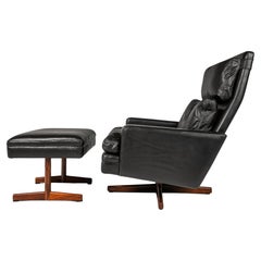 Lounge Chair & Ottoman in Leather, Fredrik A. Kayser, Vatne Møbler, Norway, 1960