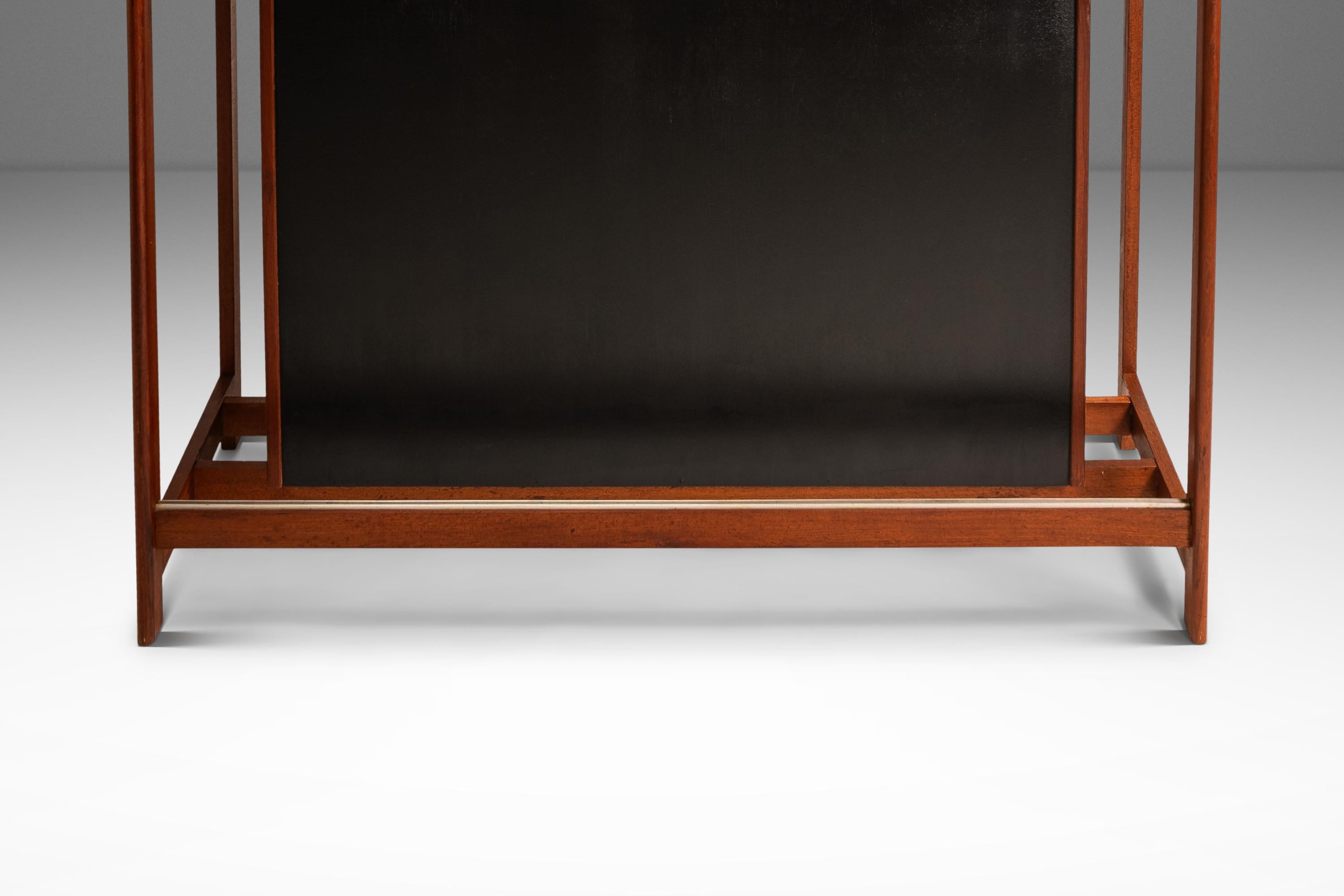 Mid-20th Century Dry Bar in Teak w/ Leather Top by Knud Bent for Dyrlund, Denmark, c. 1960s For Sale