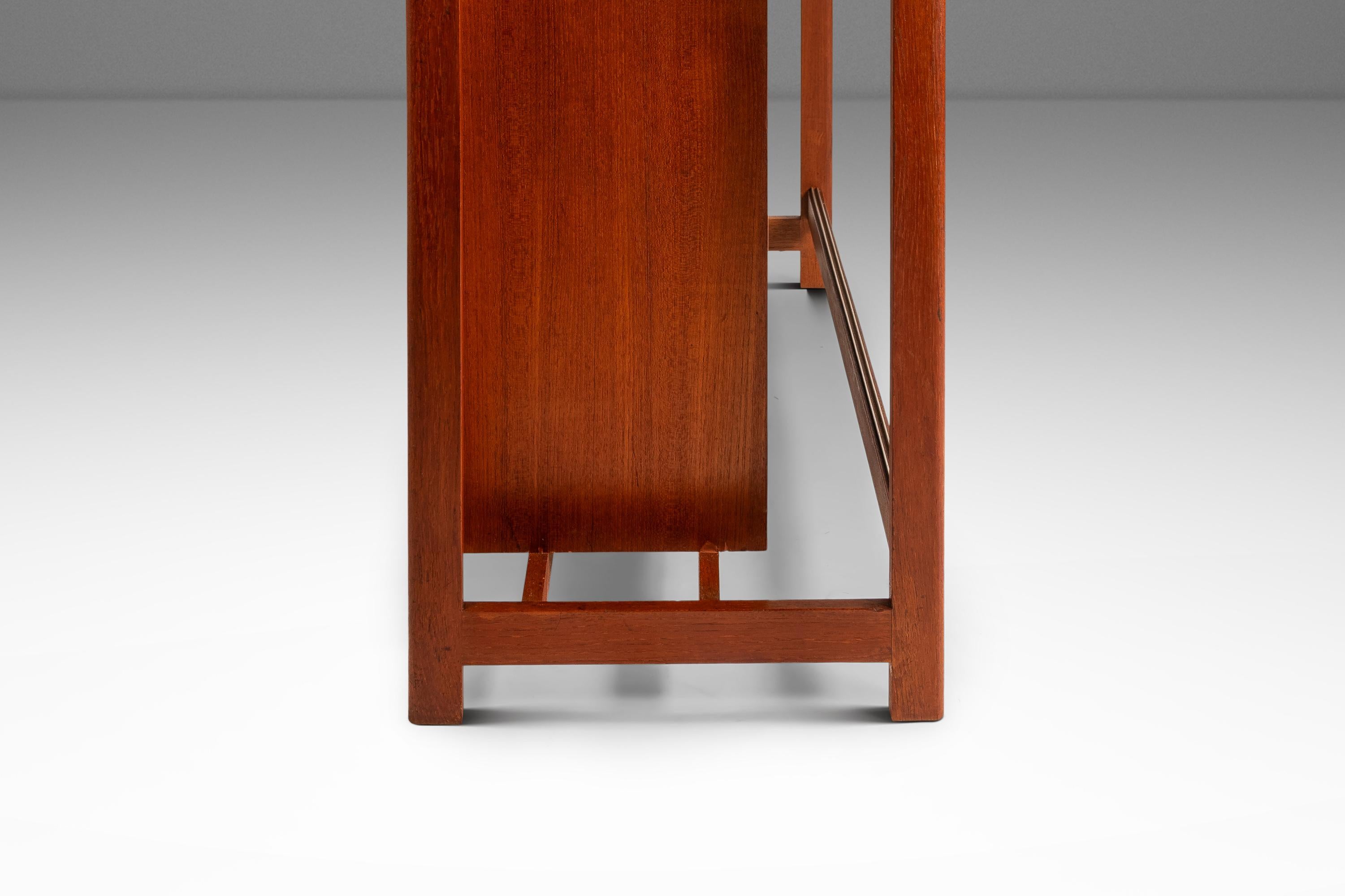 Dry Bar in Teak w/ Leather Top by Knud Bent for Dyrlund, Denmark, c. 1960s For Sale 6