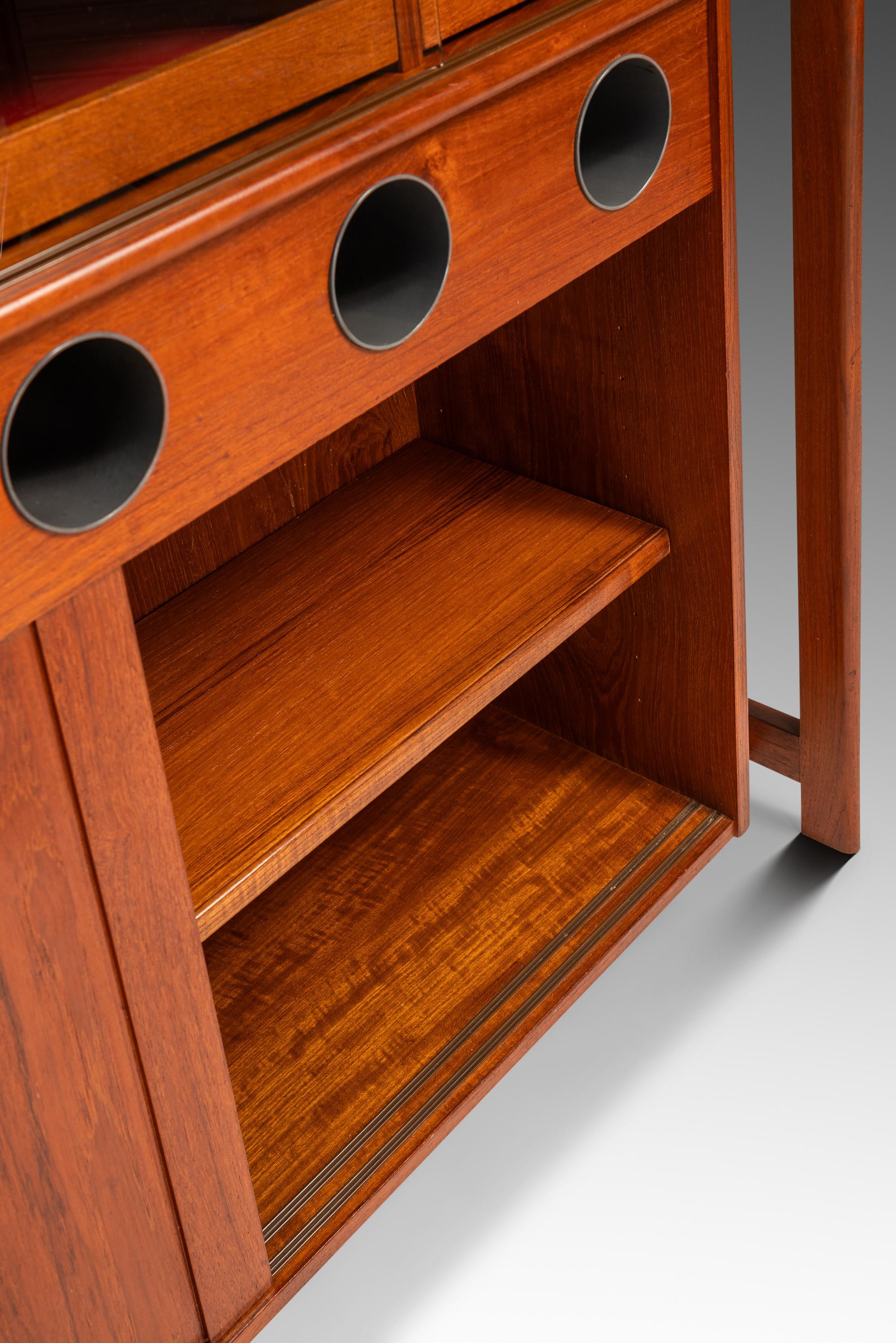 Dry Bar in Teak w/ Leather Top by Knud Bent for Dyrlund, Denmark, c. 1960s For Sale 12