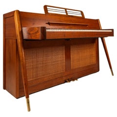 Rare Baldwin Acrosonic Spinet Piano in Walnut, Brass
Cane, USA, c. 1960s