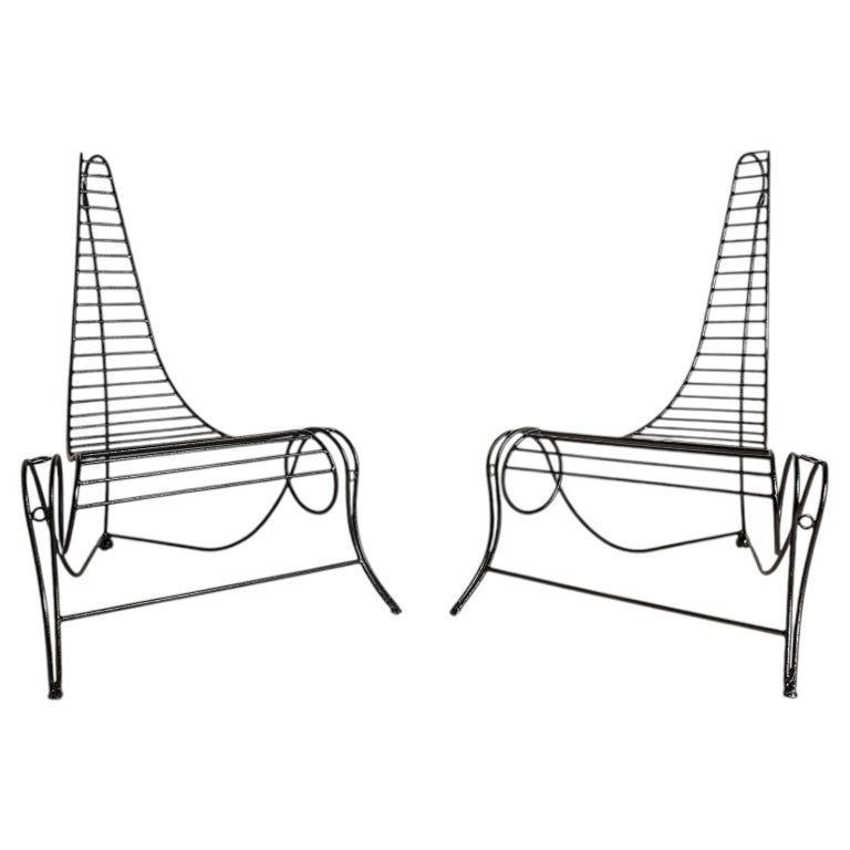 Set of 2 "Spine Chairs" in the Manner of Andre Dubreuil, United States, c. 1980s