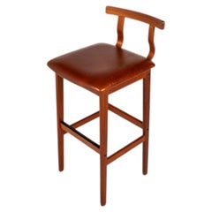Rare Barstool in Teak & Leathe, Knud Bent for Korup Stolefabrik, Denmark, 1960s