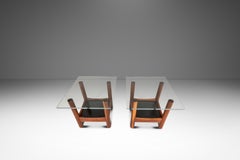 Set di 2 tavolini con piano in vetro, ispirati a Adrian Pearsall per Craft Associates, anni ’60