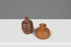 Set of 2 Japanese Shigaraki Yaki Ikebana Flower Vases Vessels, Japan, c. 1960s