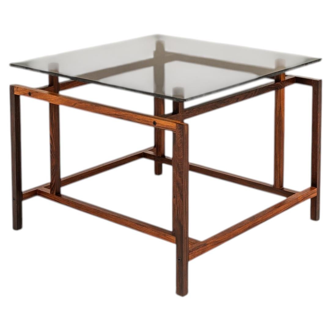Rare Rosewood & Smoked Glass Table, Henning Nørgaard, Komfort, Denmark, c. 1960s For Sale