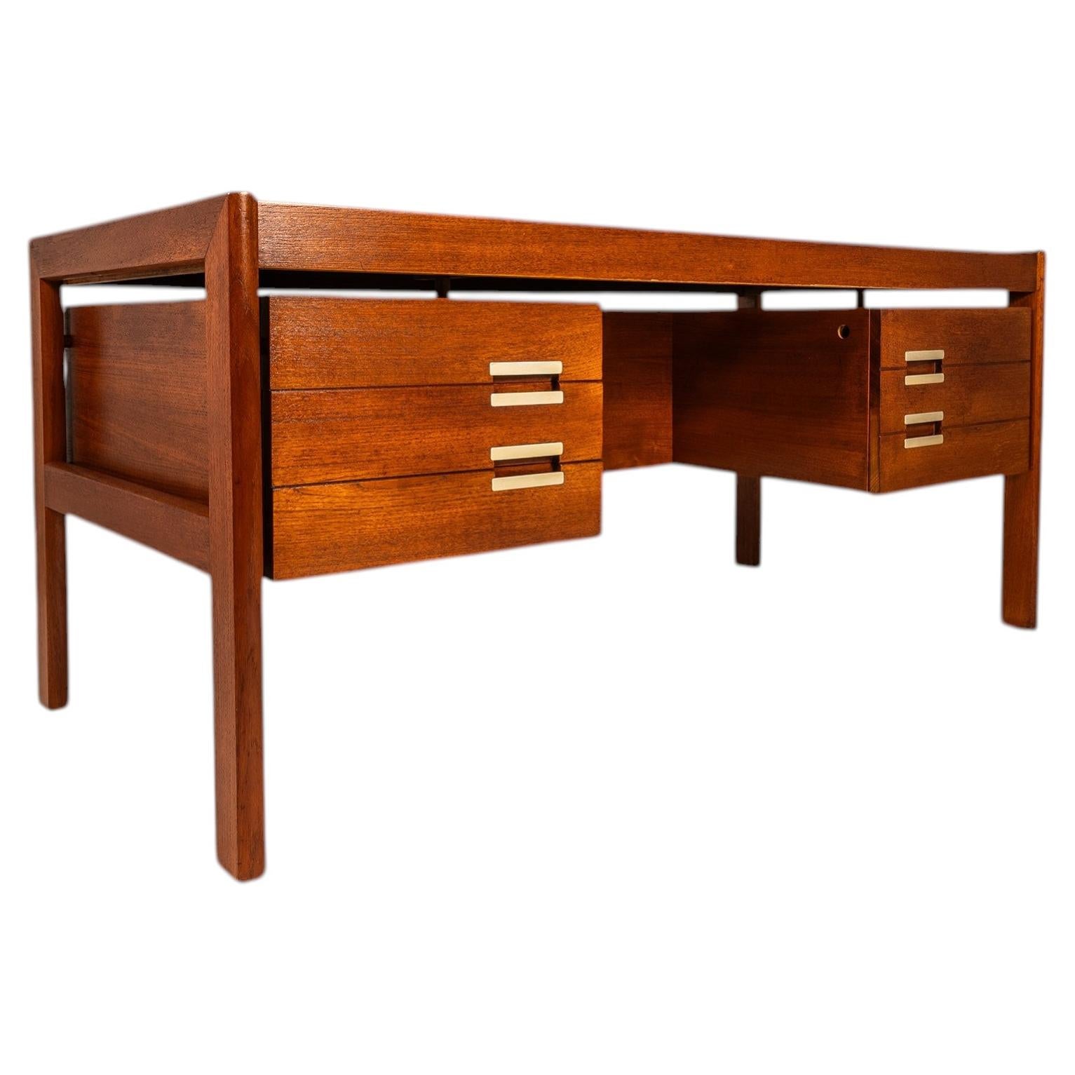 Mid-Century Modern "Floating" Executive Desk, Teak by Dyrlund, Denmark, c. 1960s