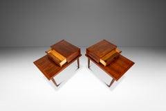 Set of 2 "Step" End Tables in Walnut by American of Martinsville, USA, c. 1960s