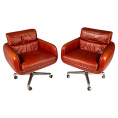 Rare Set of 2 Swivel Lounge Chairs, Frank Doerner, Doerner Faultless, USA, 1970s
