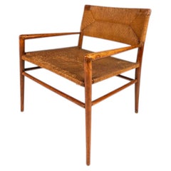 Rare Armchair in Oak & Rush by Mel Smilow for Smilow-Thielle, USA, c. 1950s