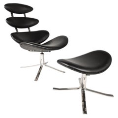 EJ 5 'Corona' Chair & Ottoman, Poul Volther for Erik Jørgensen, Denmark, 1960s