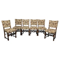 Set di 6 sedie anni '40 in legno con particolari torniti ed intagliati