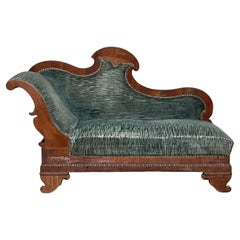 Dormeuse Carlo X  in legno e tessuto, prima metà del 1800