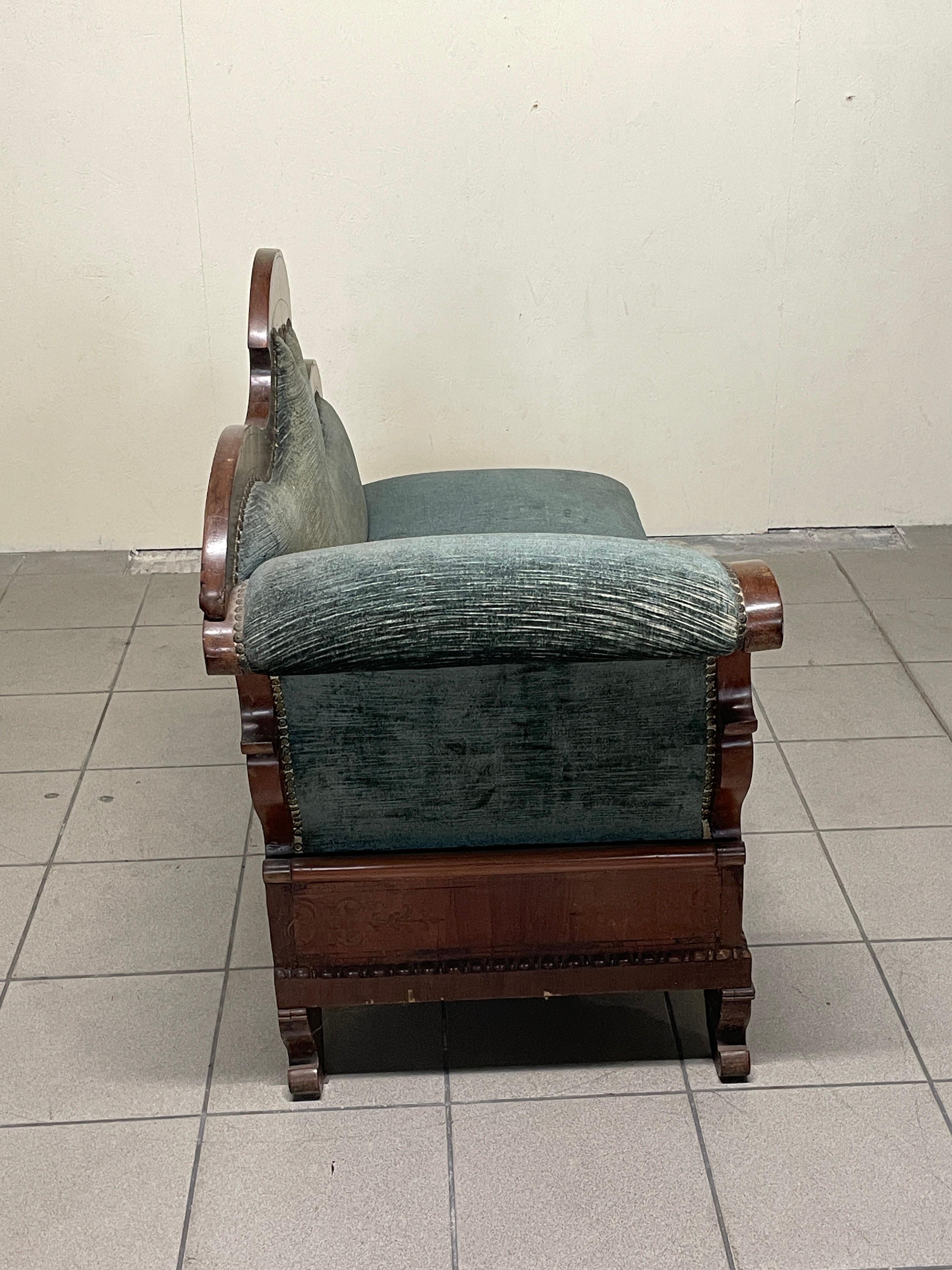 Dormeuse Carlo X  in legno e tessuto, prima metà del 1800 in vendita 5