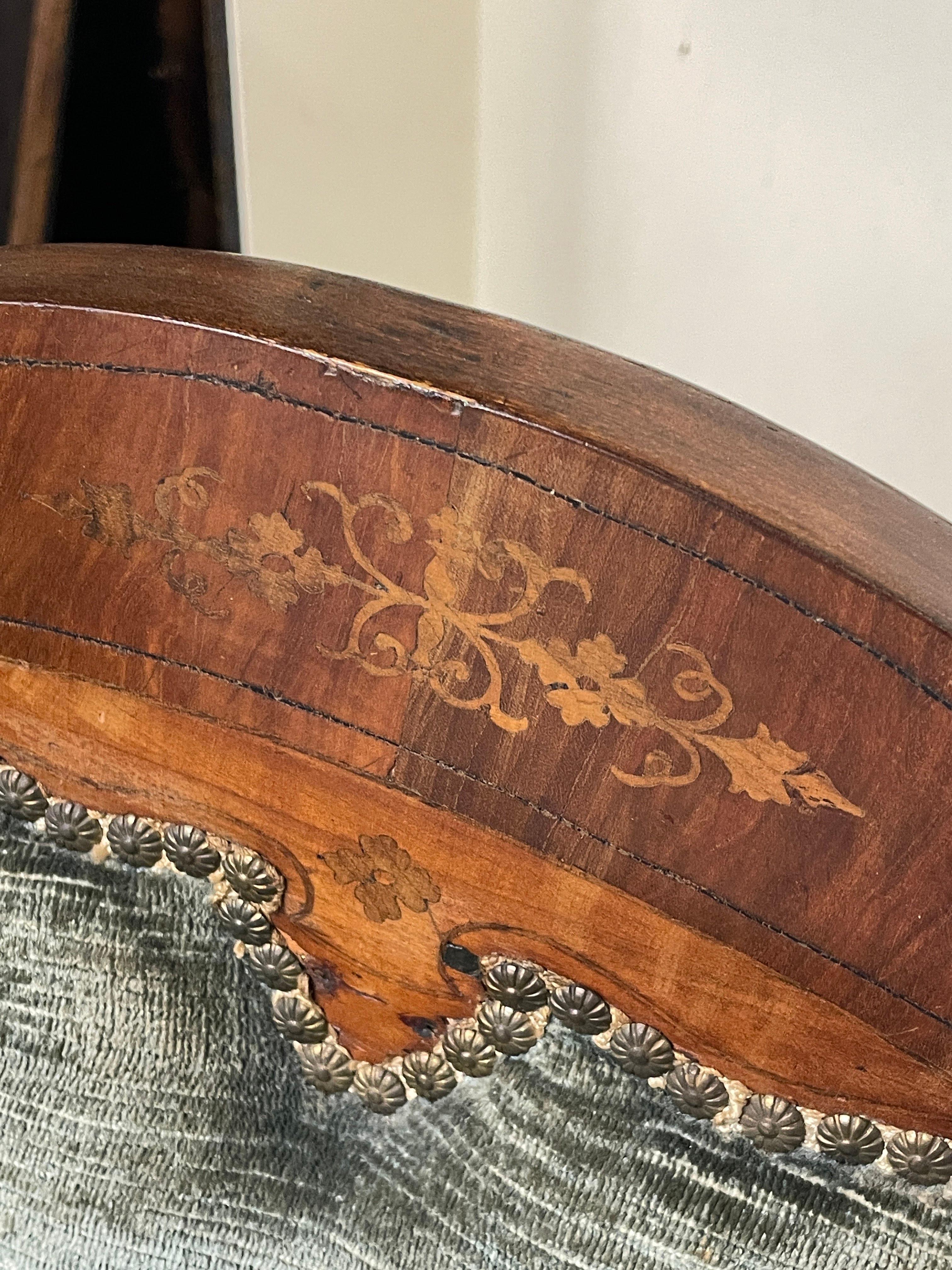 Dormeuse Carlo X  in legno e tessuto, prima metà del 1800 in vendita 8
