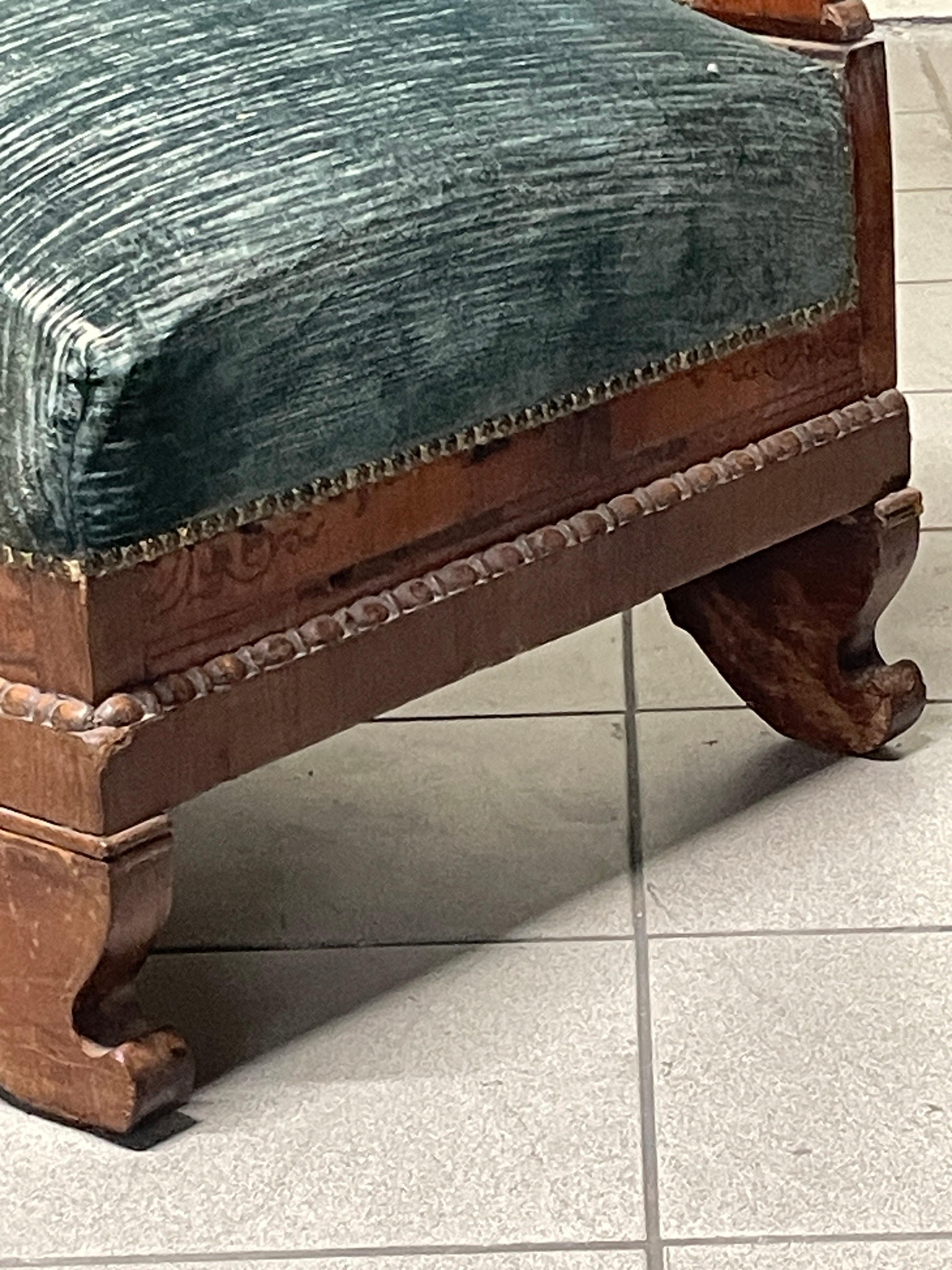 Dormeuse Carlo X  in legno e tessuto, prima metà del 1800 in vendita 11