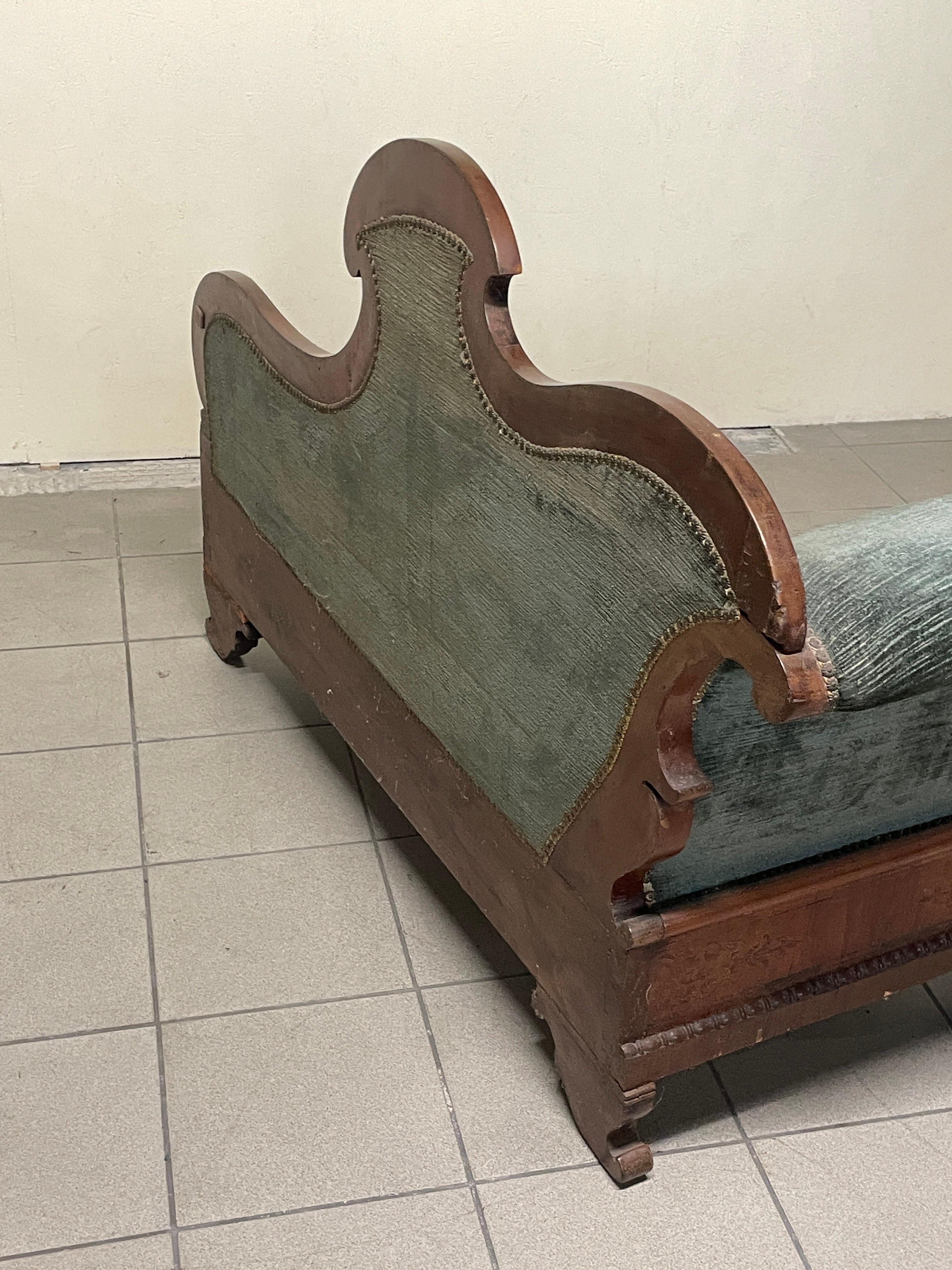 Dormeuse Carlo X  in legno e tessuto, prima metà del 1800 in vendita 7