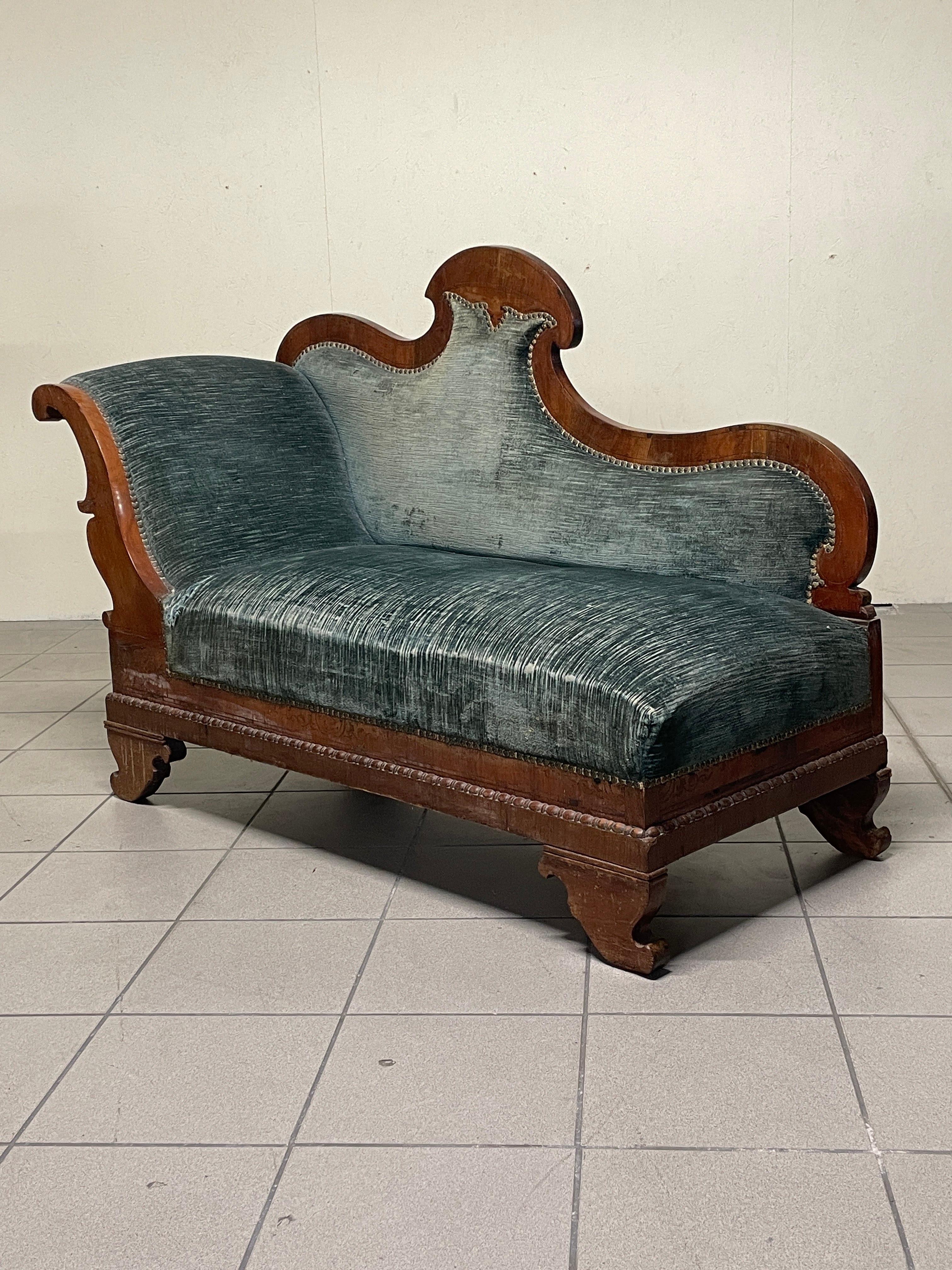 Dormeuse Carlo X  in legno e tessuto, prima metà del 1800 in vendita 10