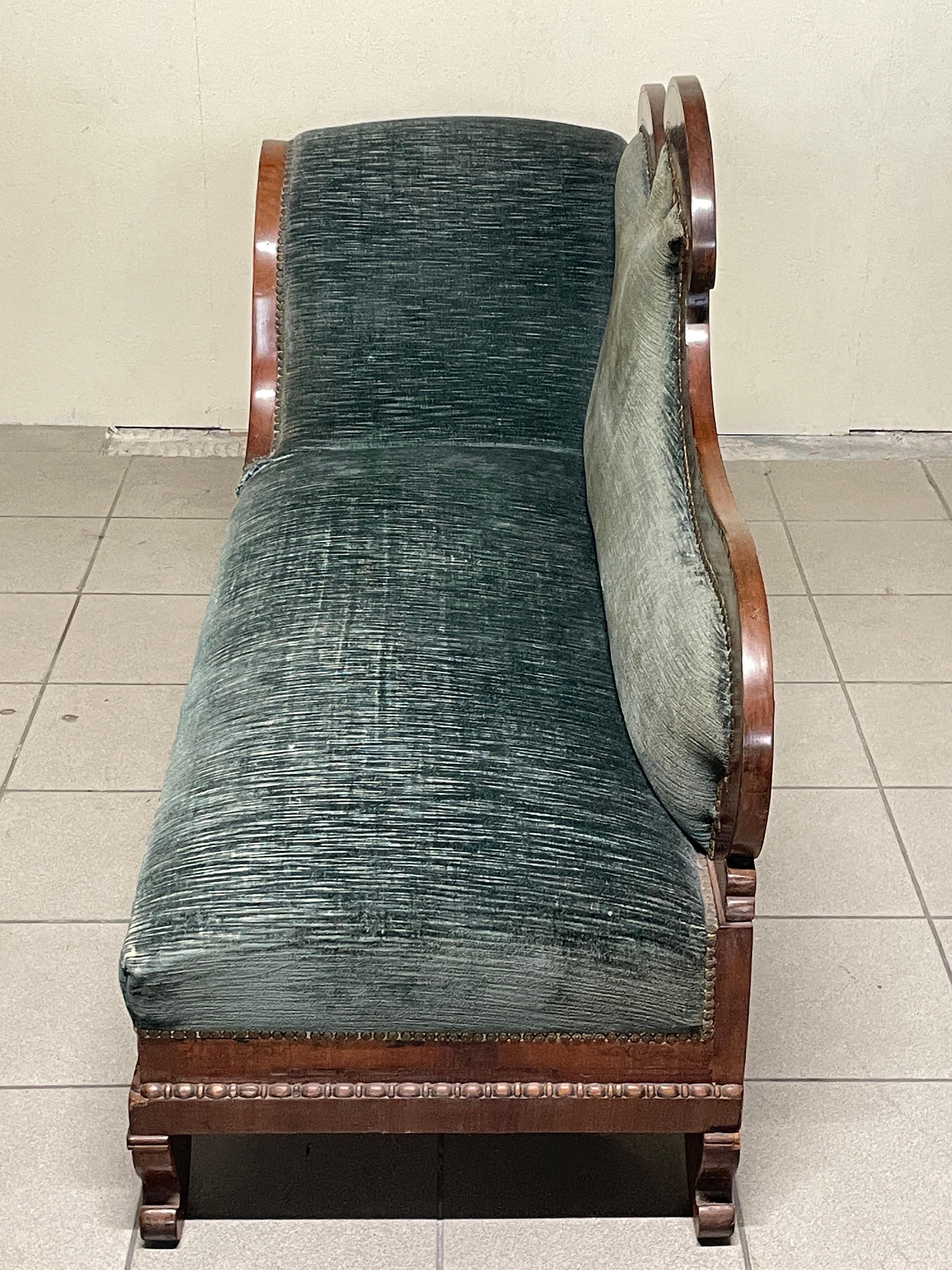 Dormeuse Carlo X  in legno e tessuto, prima metà del 1800 in vendita 13