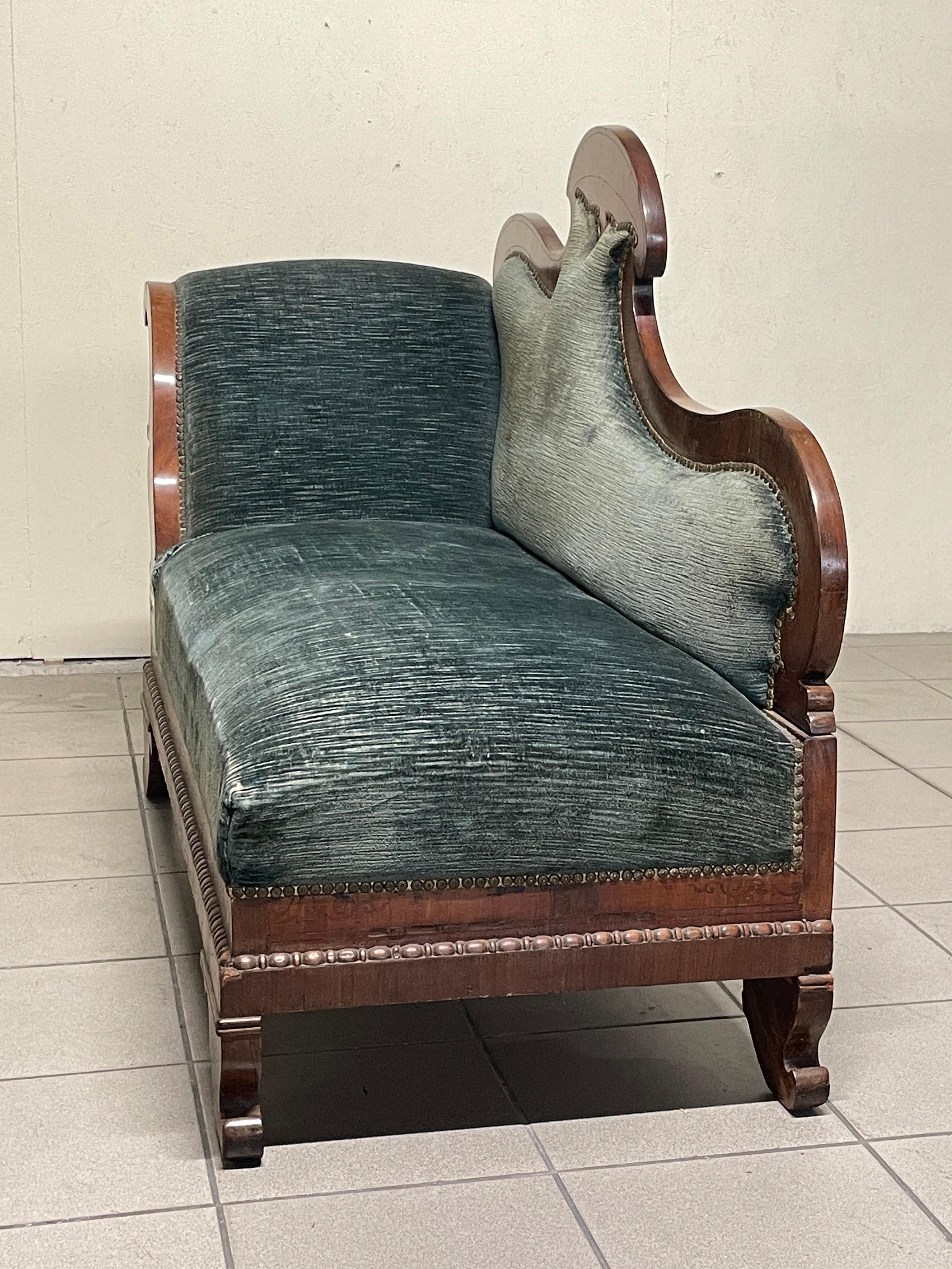 Dormeuse Carlo X  in legno e tessuto, prima metà del 1800 in vendita 12