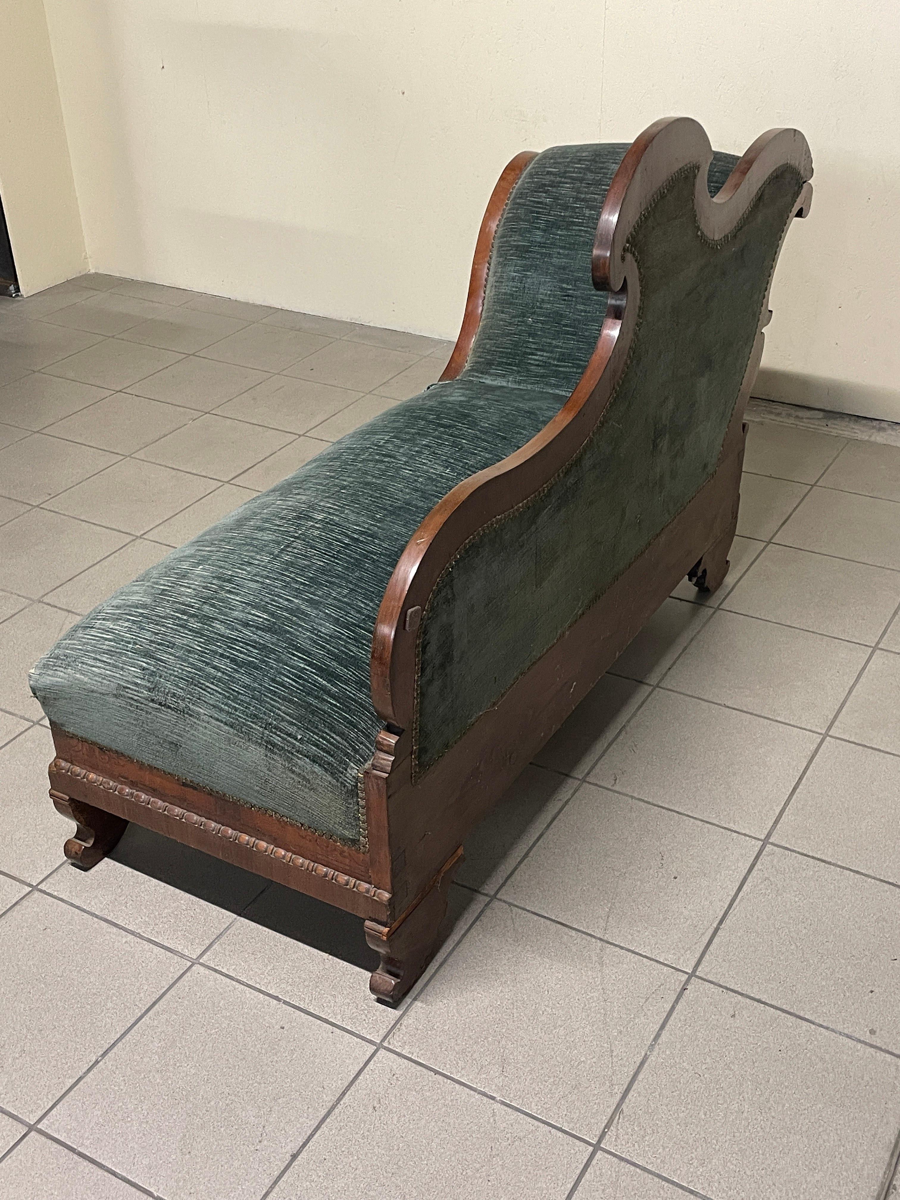 Dormeuse Carlo X  in legno e tessuto, prima metà del 1800 in vendita 14