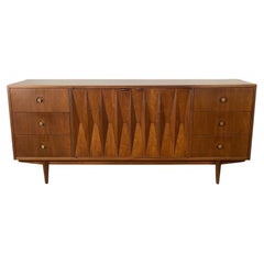 American of Martinsville "Harlequin" Sculpted Walnut Triple Dresser