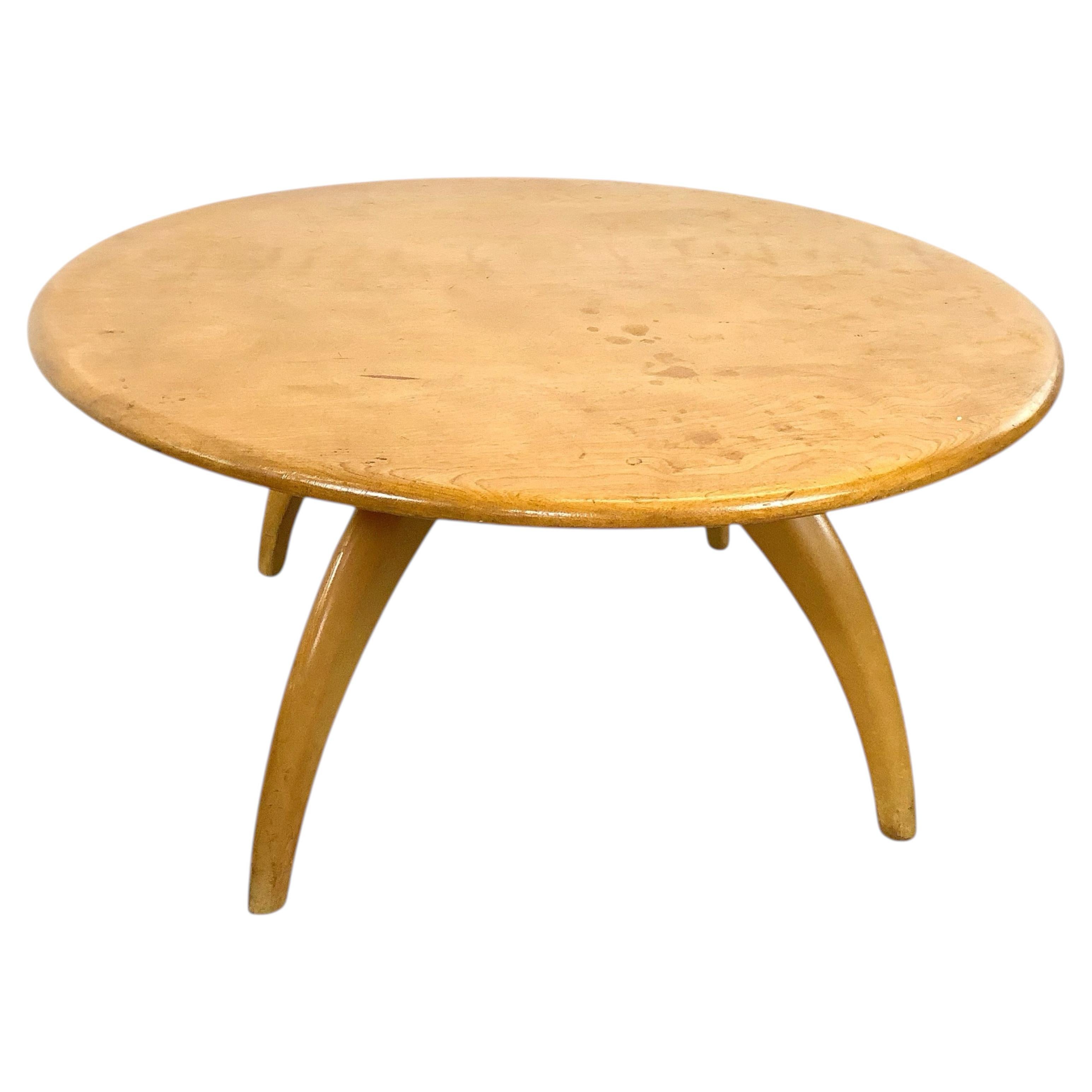 Heywood-Wakefield Mid-Century Modern Solid Birch Lazy Susan Coffee Table, 1950s For Sale