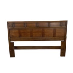 Vintage Mid-Century Modern Walnut Headboard, Full/Queen, Geometric Panel Design