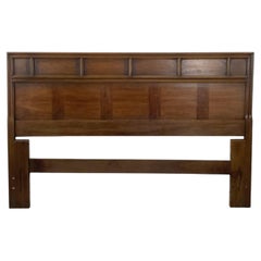 Vintage Mid-Century Modern Walnut Headboard, Full/Queen, Geometric Panel Design